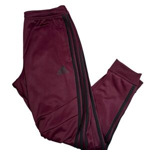 Adidas Track Pants - Burgundy/Maroon with Black Stripes
